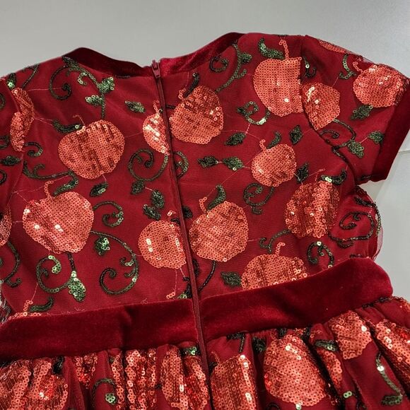 Girls Disney Snow White Elegant Apple Embroidered Sequin Party Dress Size 5/6 - Picture 13 of 16
